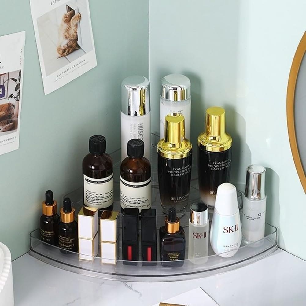 Acrylic Triangle Corner Organizer, Multi Layer Space Saving Solution, Multifunctional Transparent Triangle Storage Organizer, Waterproof Corner Stuff Storage Rack Acrylic Triangle Corner Organizer, Multi Layer Space Saving Solution, Multifunctional Transparent Triangle Storage Organizer, Waterproof Corner Stuff Storage Rack